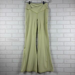 Fabletics Pure Luxe High-Waisted Crossover Flare - Green Checkered